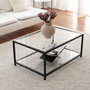 Hanah Home Astro Mesa de Centro de Cristal Templado Humo y Negro